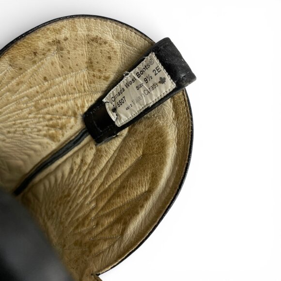 Canada West Black Buffalo Leather Western Cowboy Boots Indian Chief Men's 9.5 EE - Picture 12 of 16